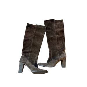 J Crew Sz 9 Knee High Brown Suede leather Heller Boots Fall Renaissance Pirate
